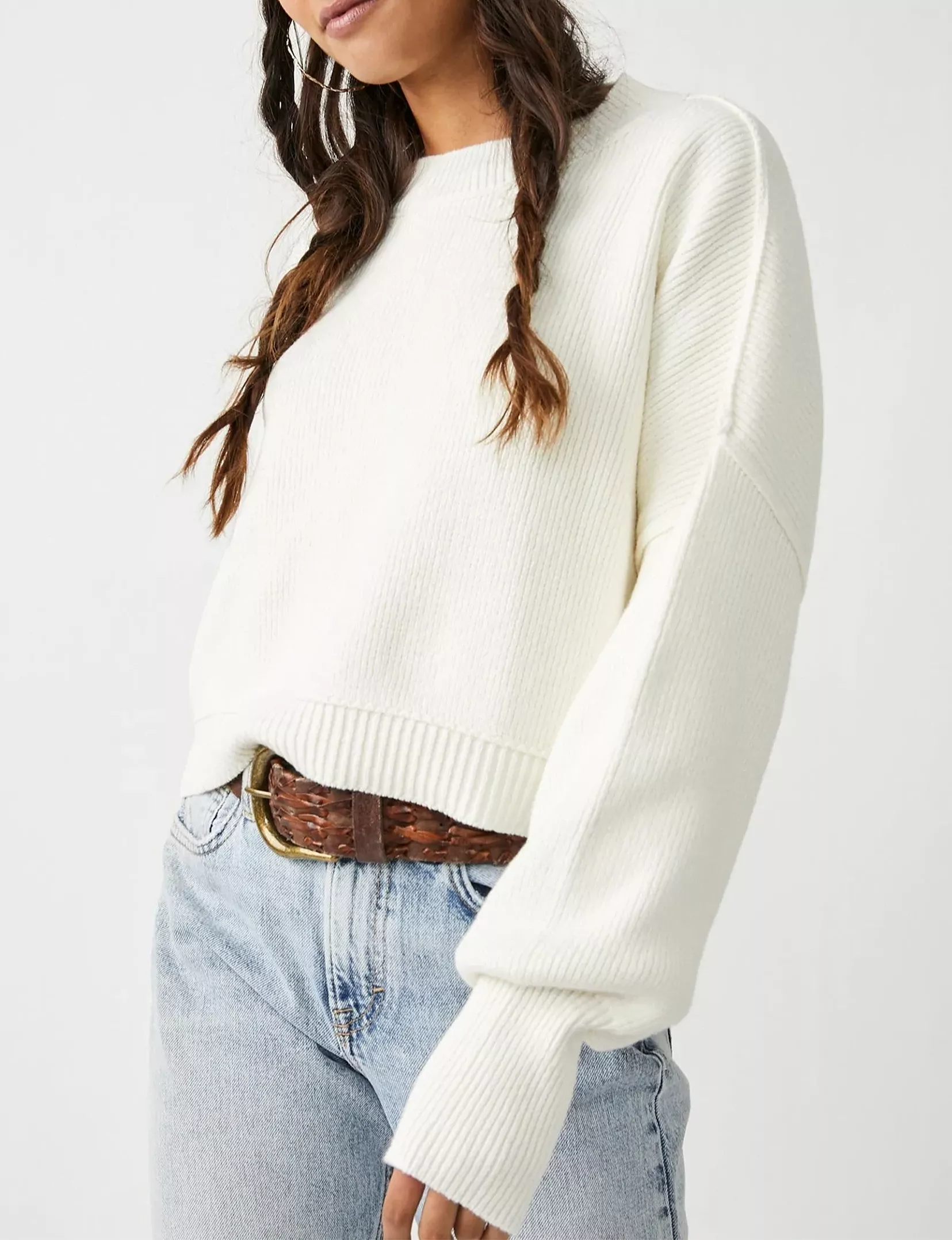 Free People Easy Street Crop Pullover, Moon Glow