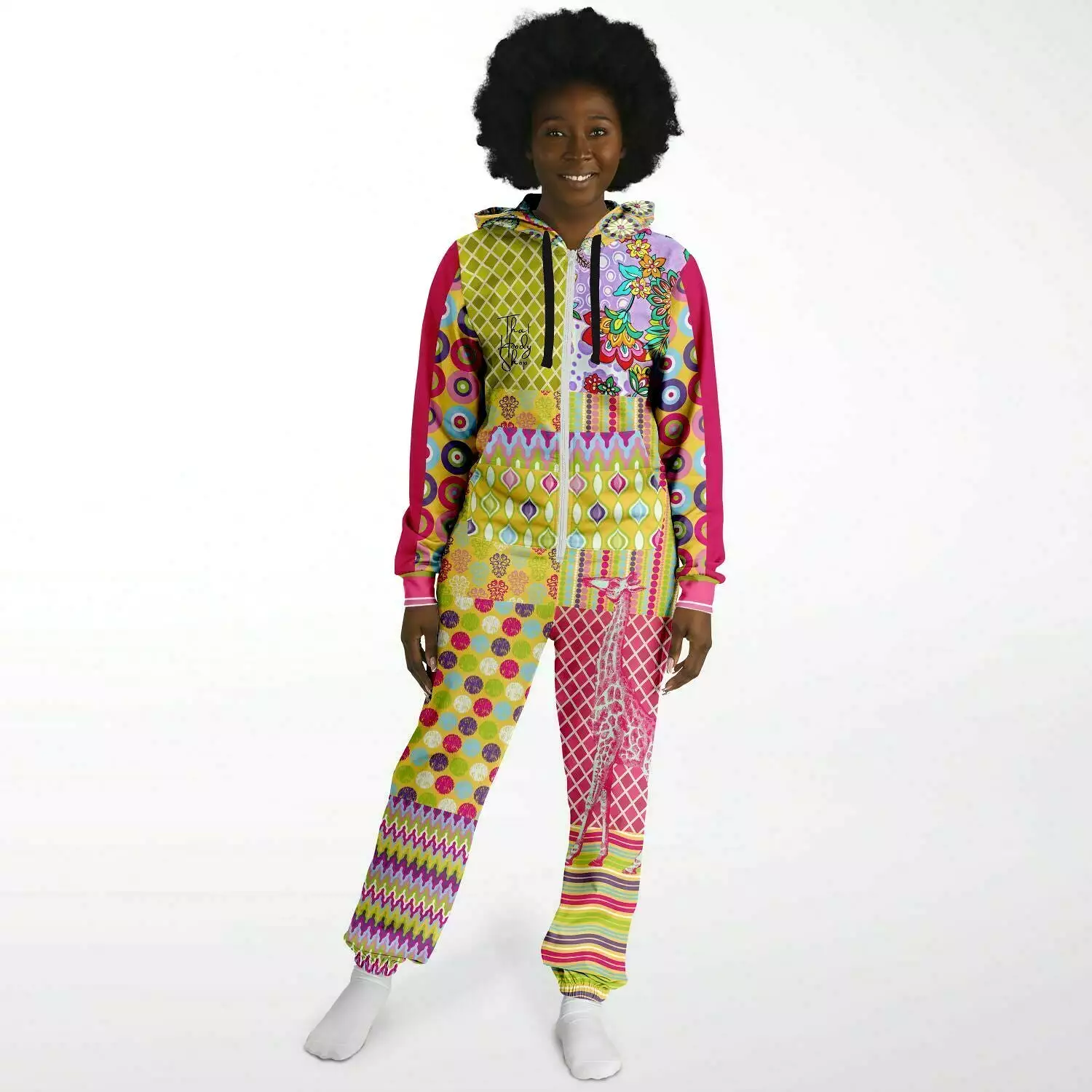 Hello Janis! Purple Zigzag Patchwork Unisex Eco-Poly Romper