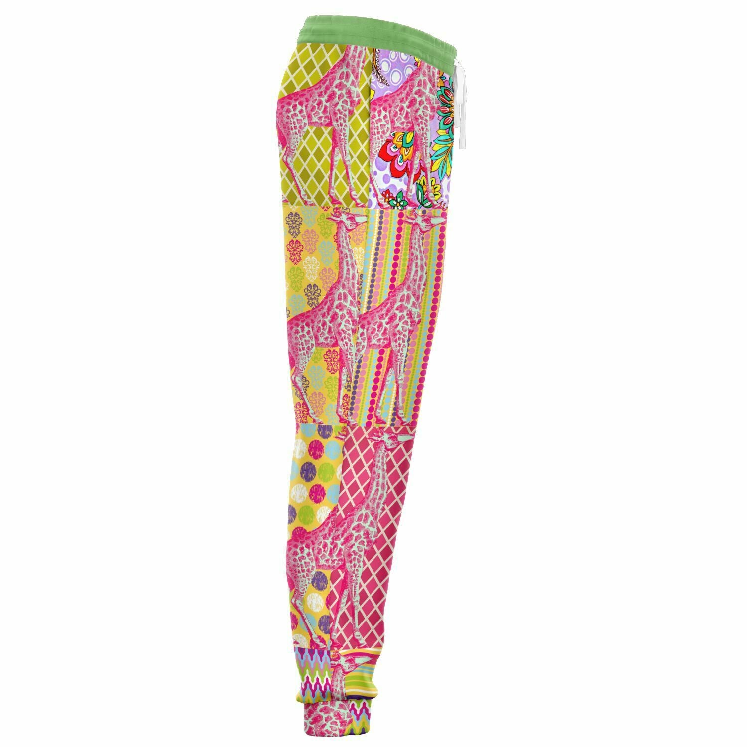 Hello Janis! Yellow Striped Giraffe Patchwork Unisex Eco-Poly Joggers