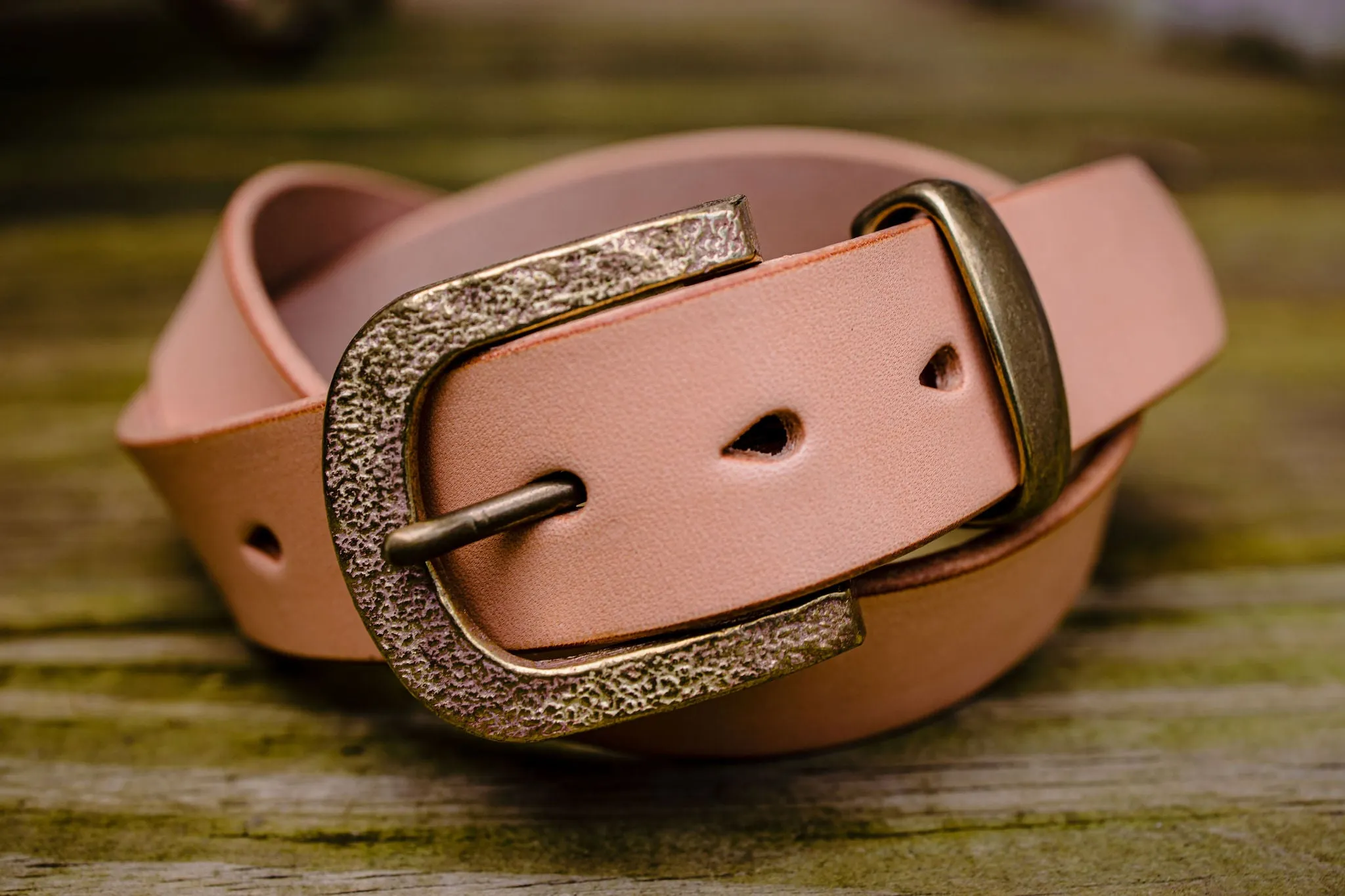 Hollows Leather Trail Belt - Natural Veg Tan Brass Buckle