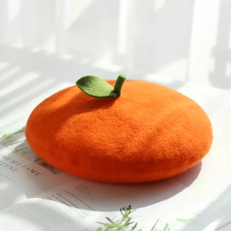 JAPANESE LOVELY WOOL ORANGE BERET BY51018