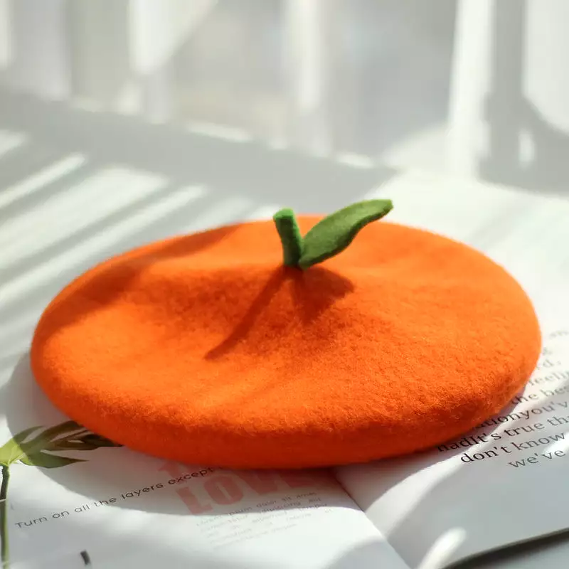 JAPANESE LOVELY WOOL ORANGE BERET BY51018