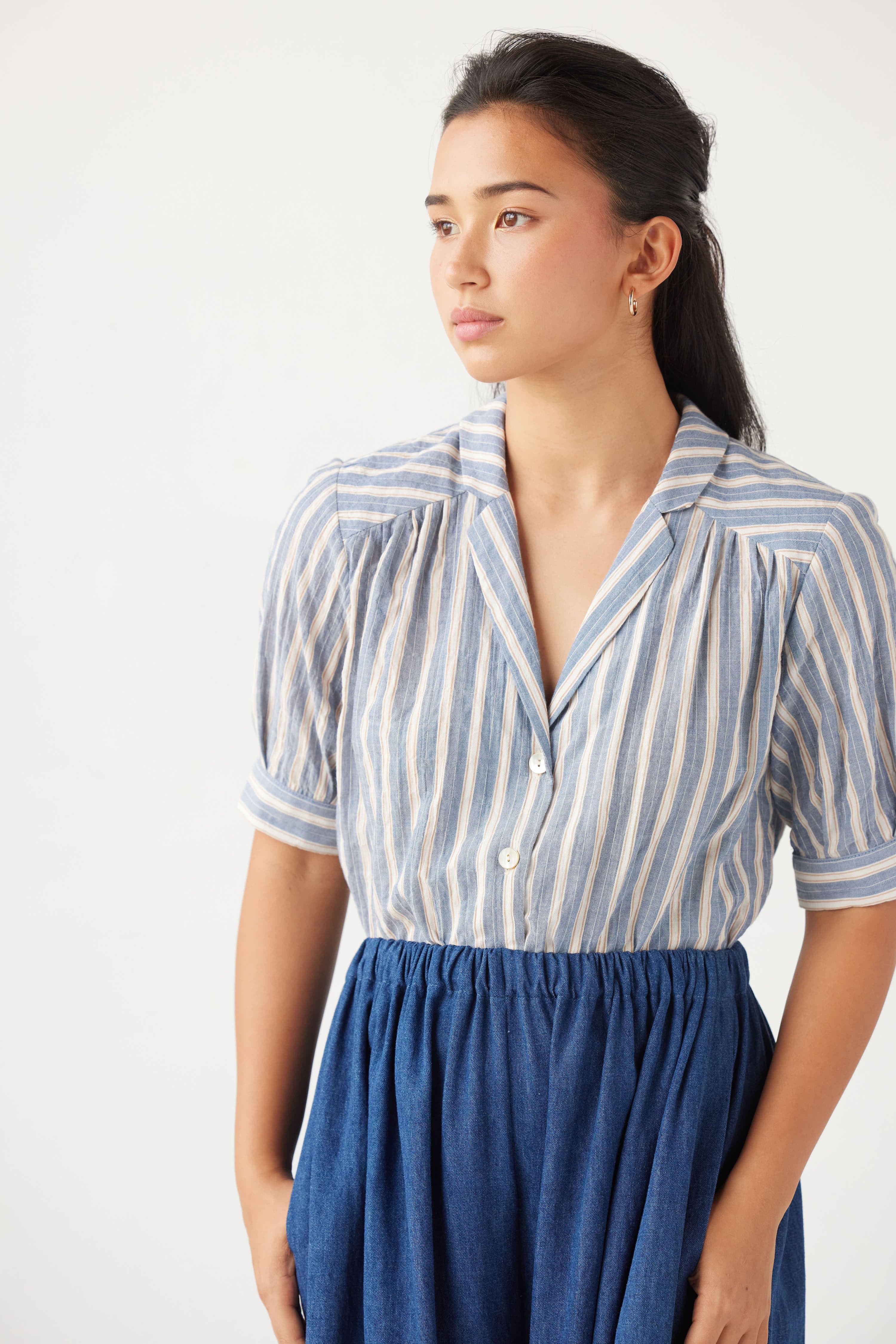 Katherine Blouse in Striped Cotton