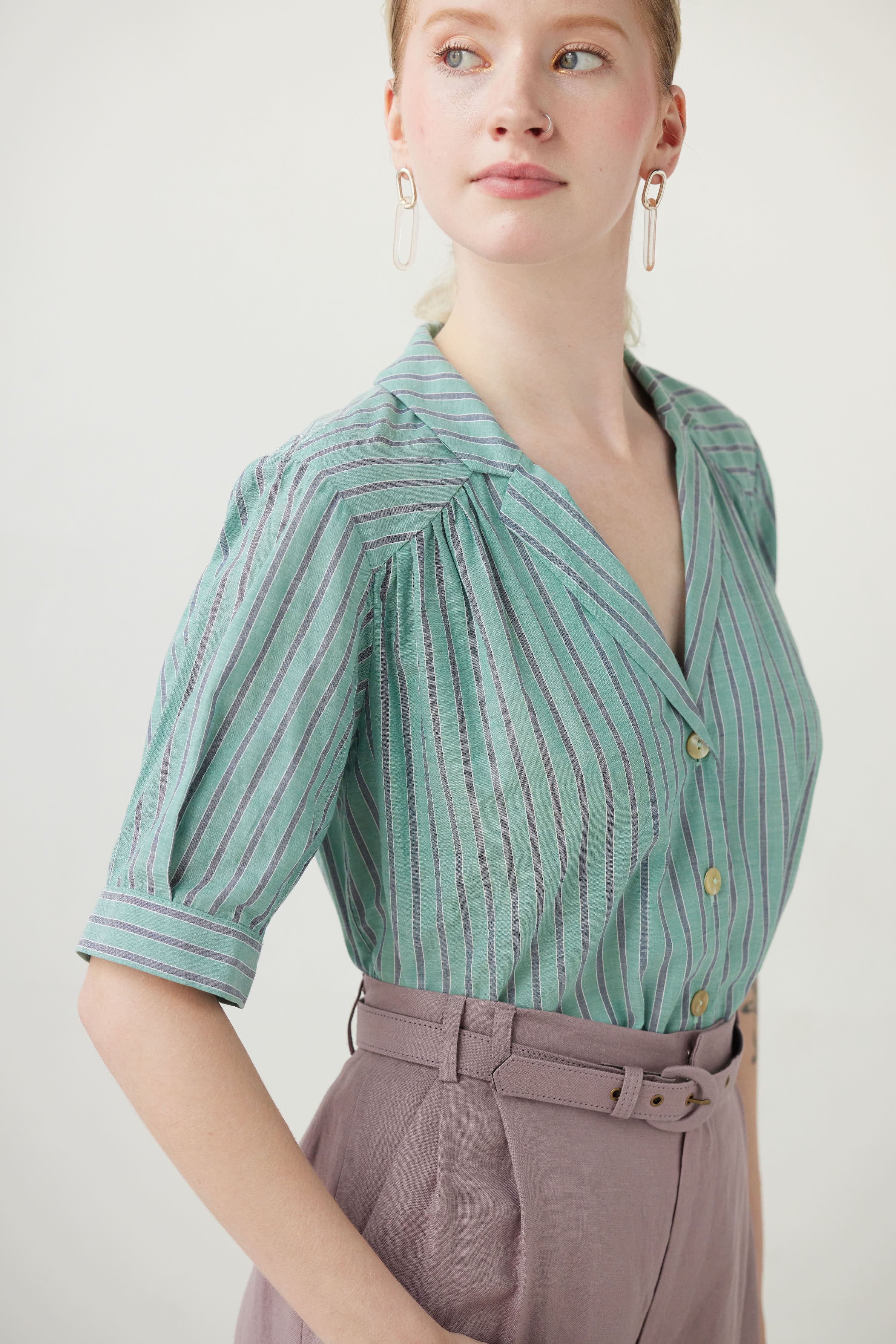 Katherine Blouse in Striped Cotton