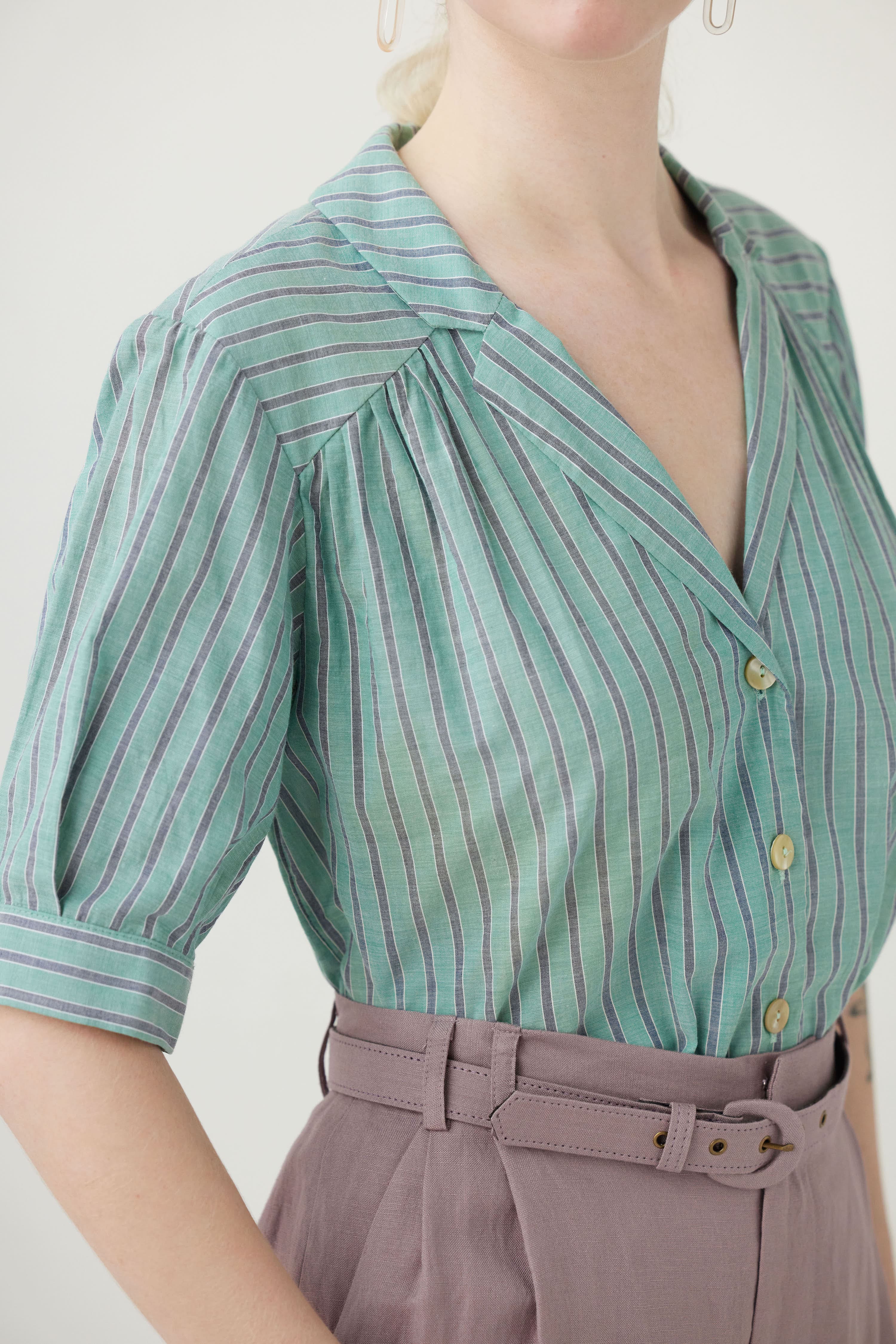 Katherine Blouse in Striped Cotton