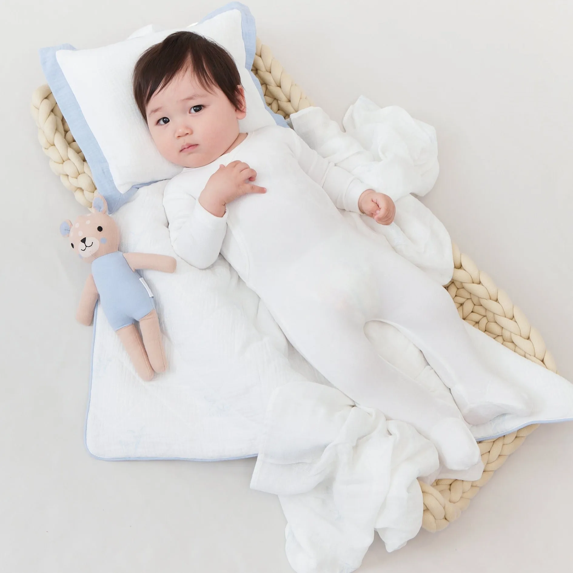 Kipp Baby Blue Fawn Padded Crib Blanket with Matching Pillow and Doll