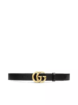 Leather belt with Double G buckle