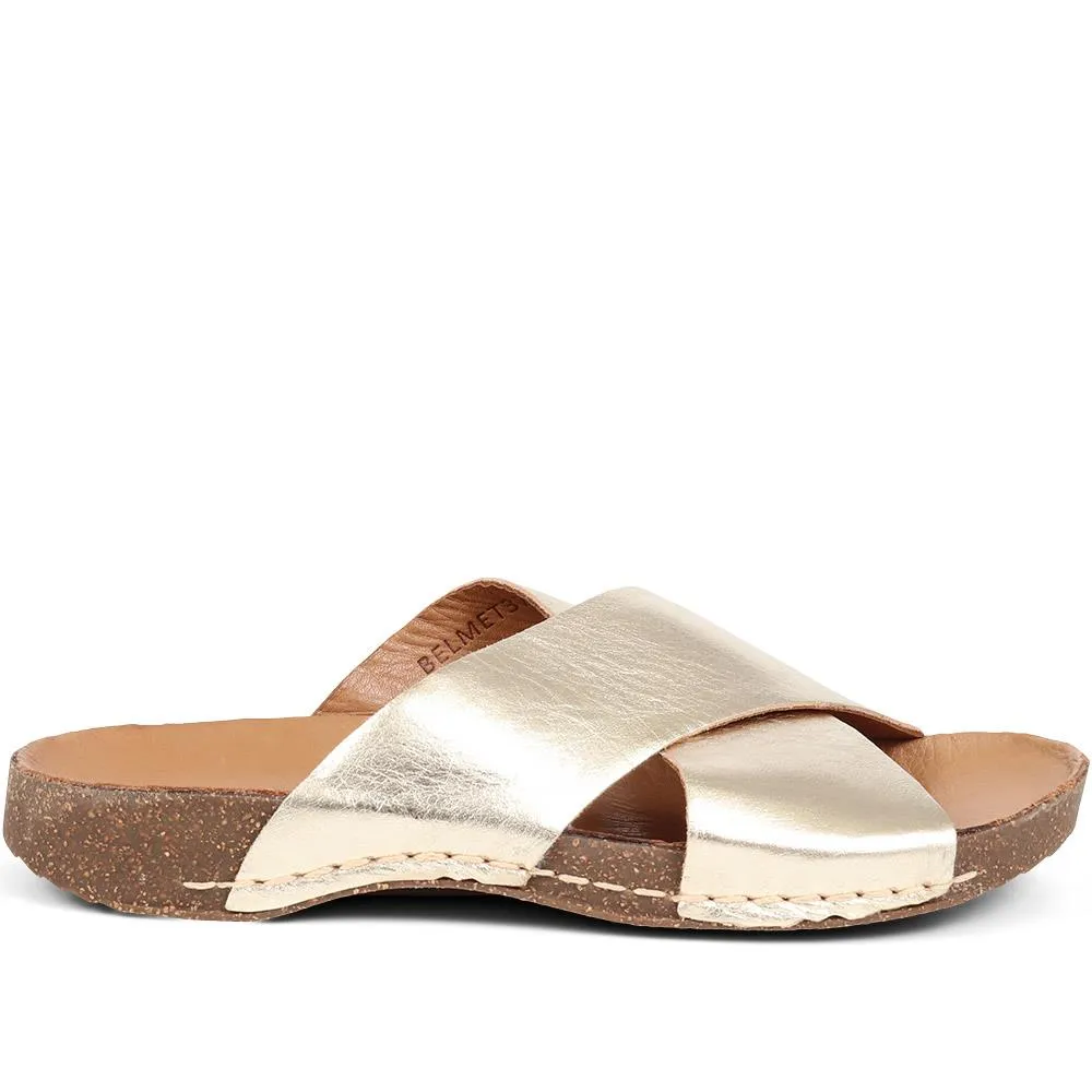 Leather Cross Strap Sandals - BELMET37021 / 323 857