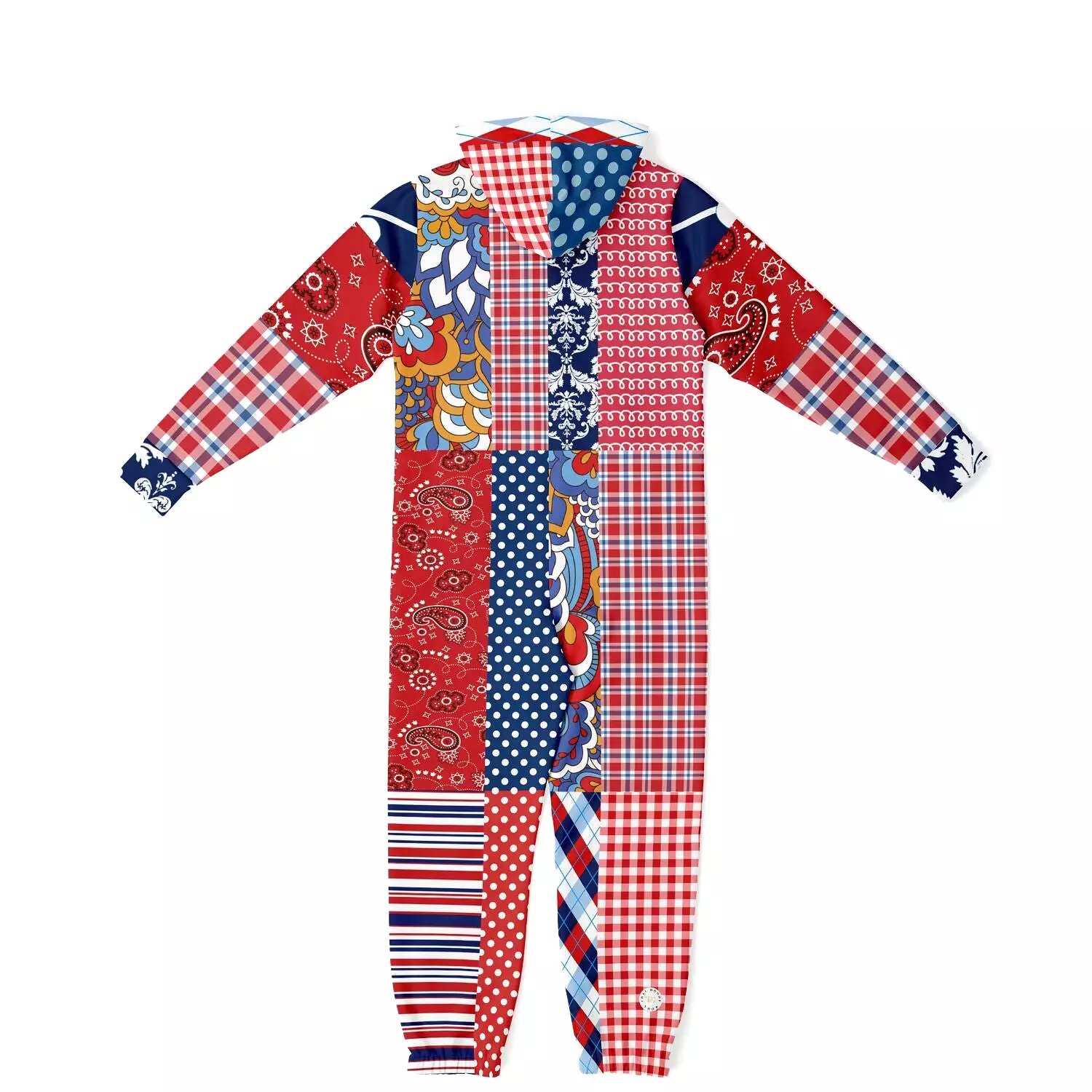 Liberty Bell Floral Stripe Patchwork Unisex Fleece Romper