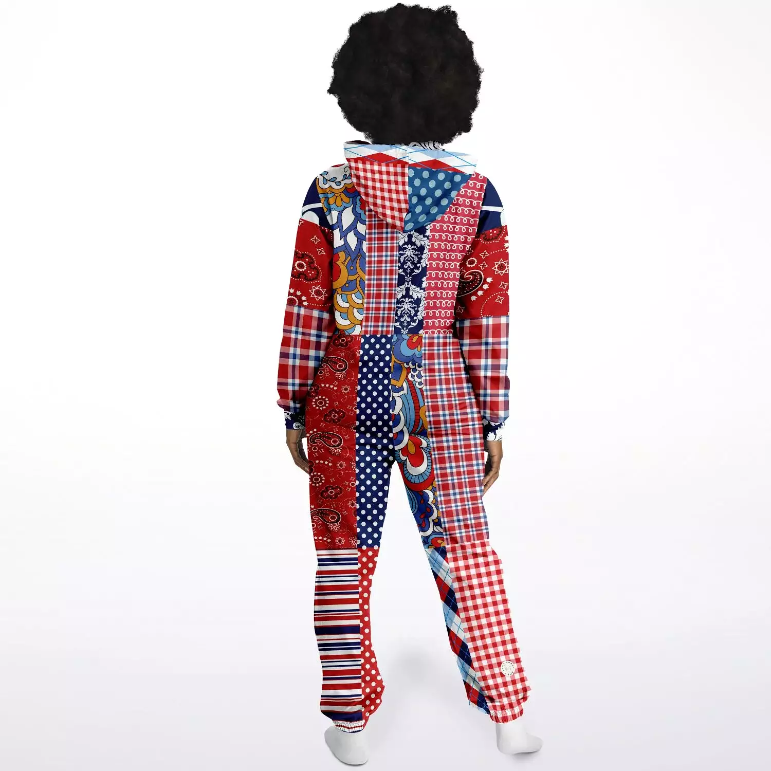 Liberty Bell Floral Stripe Patchwork Unisex Fleece Romper