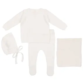 Lilette by Lil Legs White Pointelle Knit 4 piece Bris Set