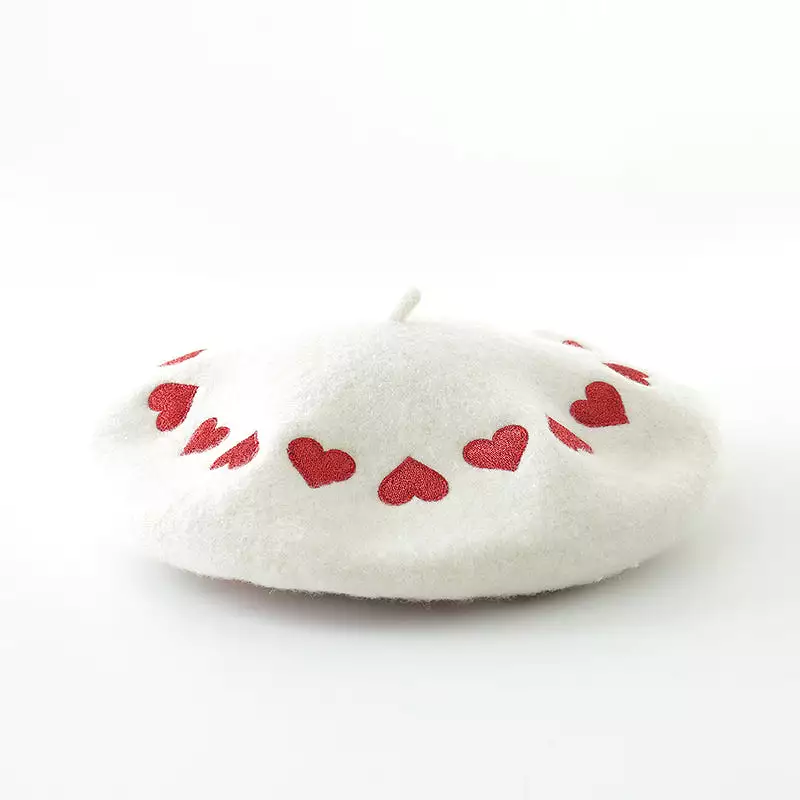 ''LOVE EMBROIDERY'' WHITE BERET BY51030