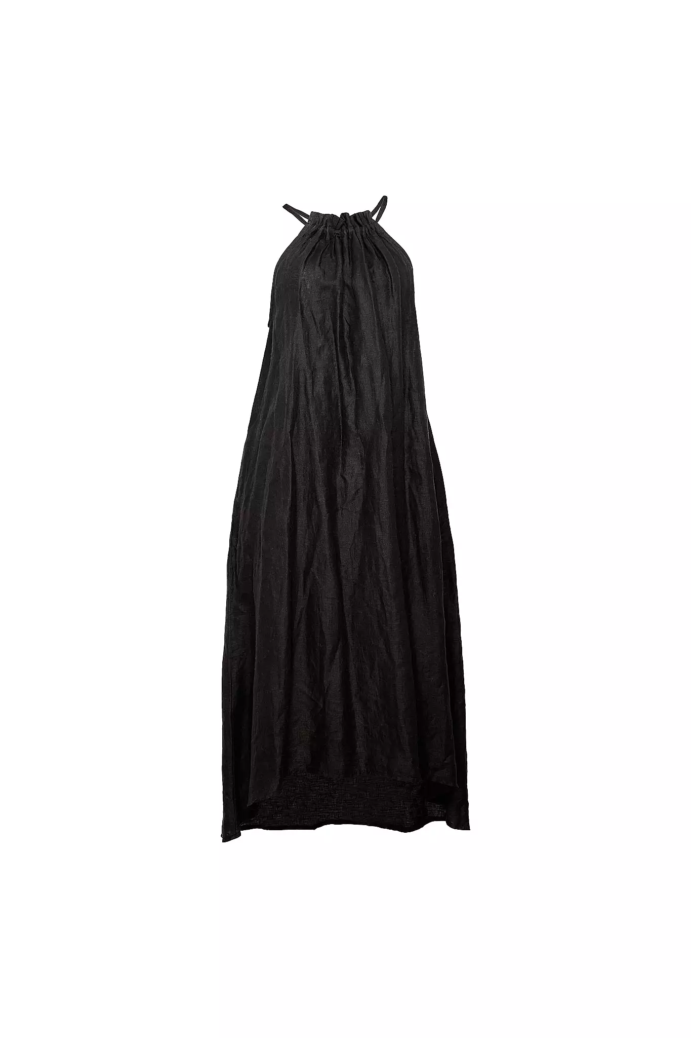 Midi Linen Dress - Black (OS)