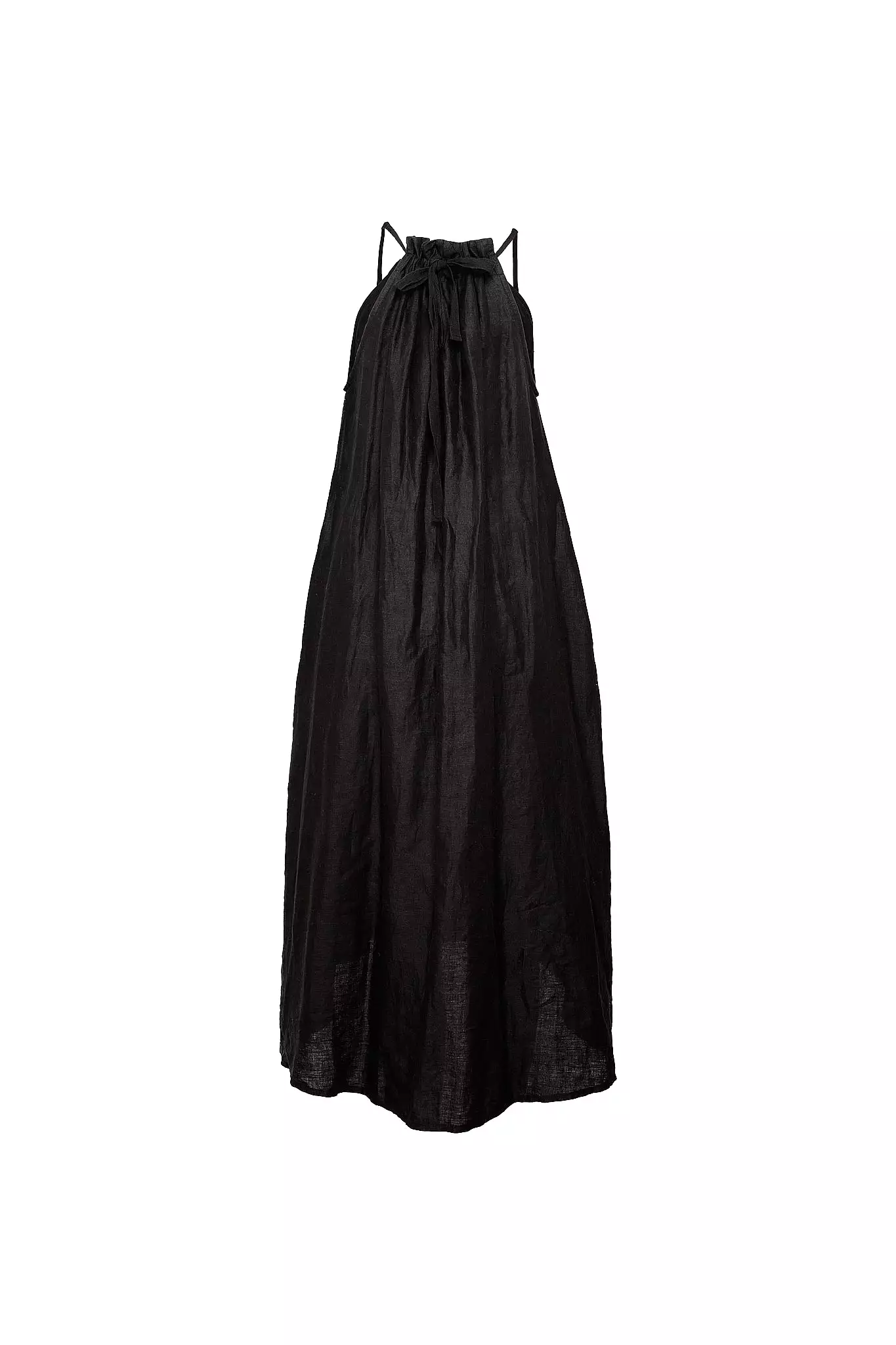 Midi Linen Dress - Black (OS)