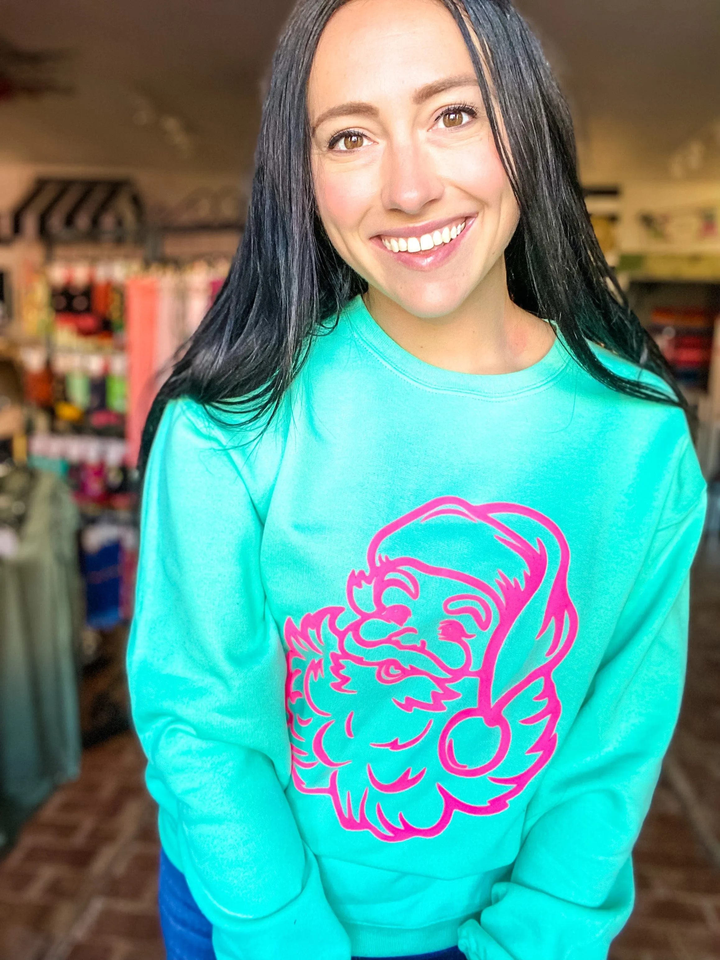 Minty Puff Santa Sweatshirt