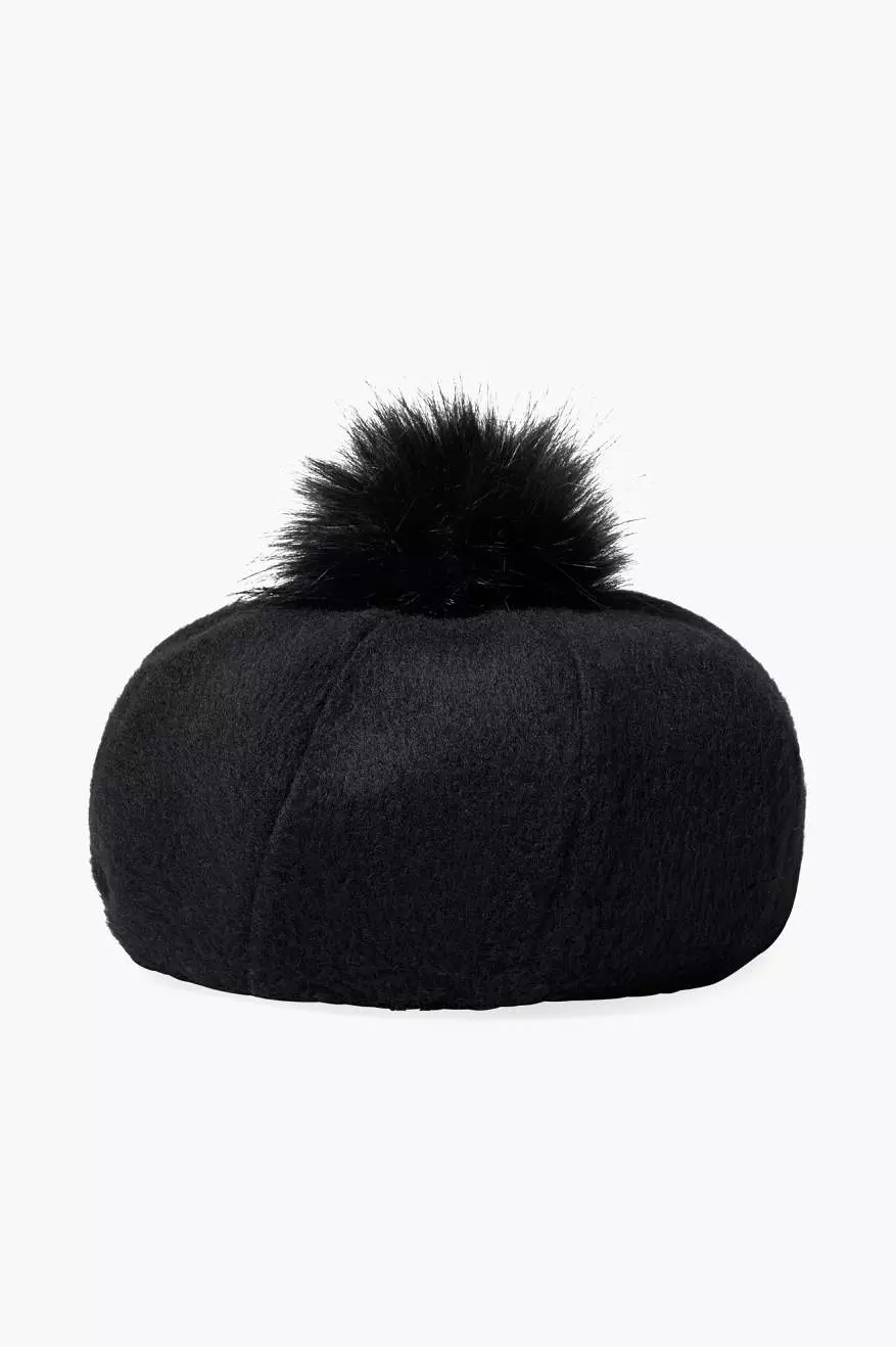 Natalie Oversized Pom Beret - Black