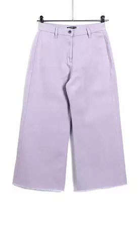 O158868 Light Purple Wide Leg Cotton Pants