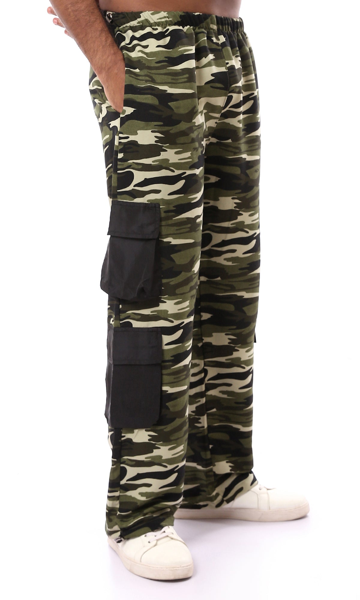 O174053 Allover Camouflage Green Shades Cargo Pants