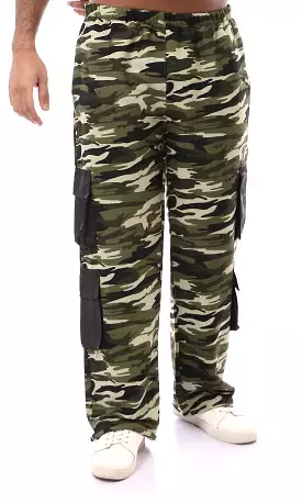 O174053 Allover Camouflage Green Shades Cargo Pants