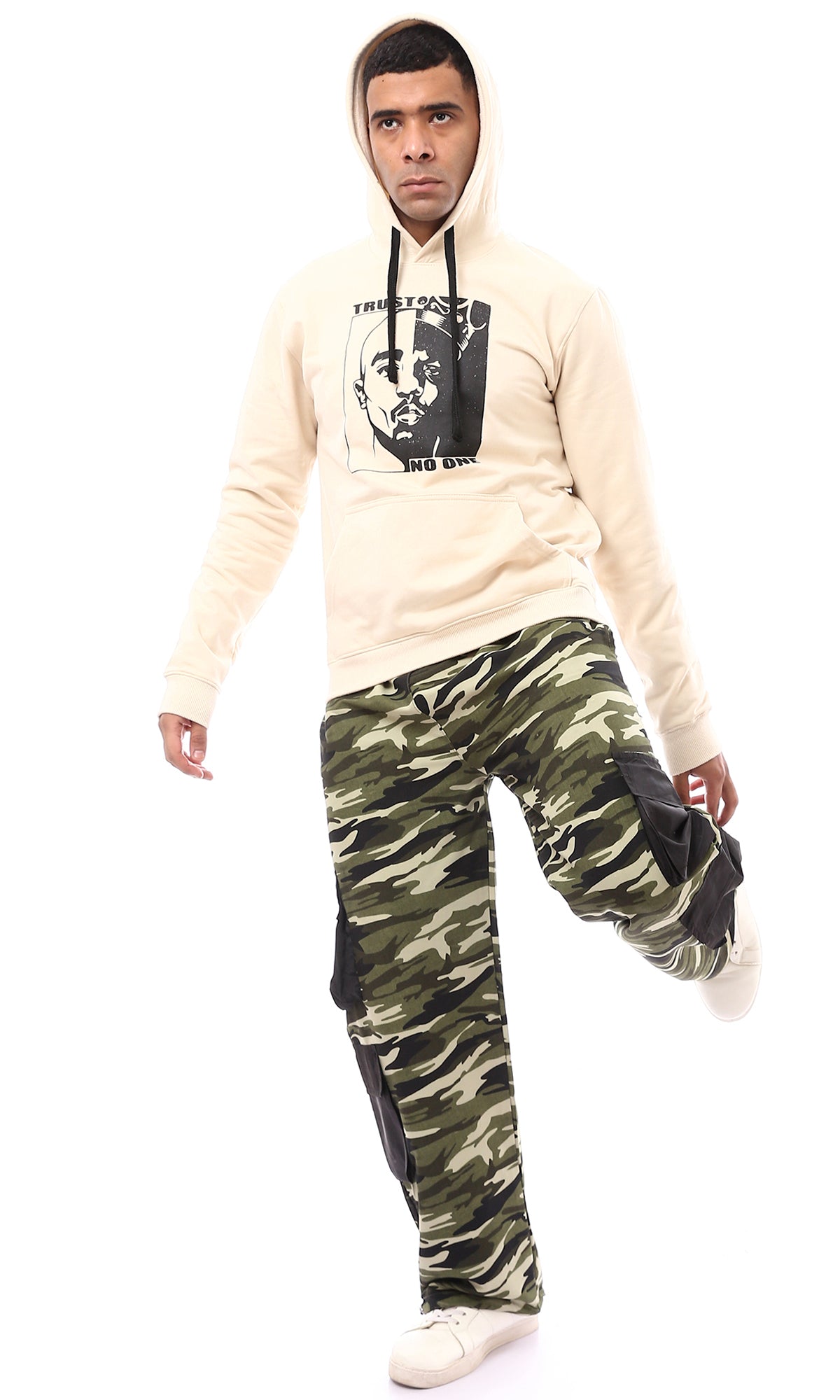 O174053 Allover Camouflage Green Shades Cargo Pants