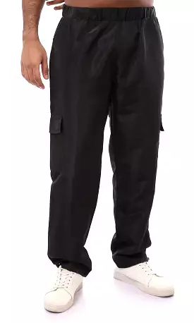 O174506 Wide Leg Black Olive Waterproof Cargo Pants