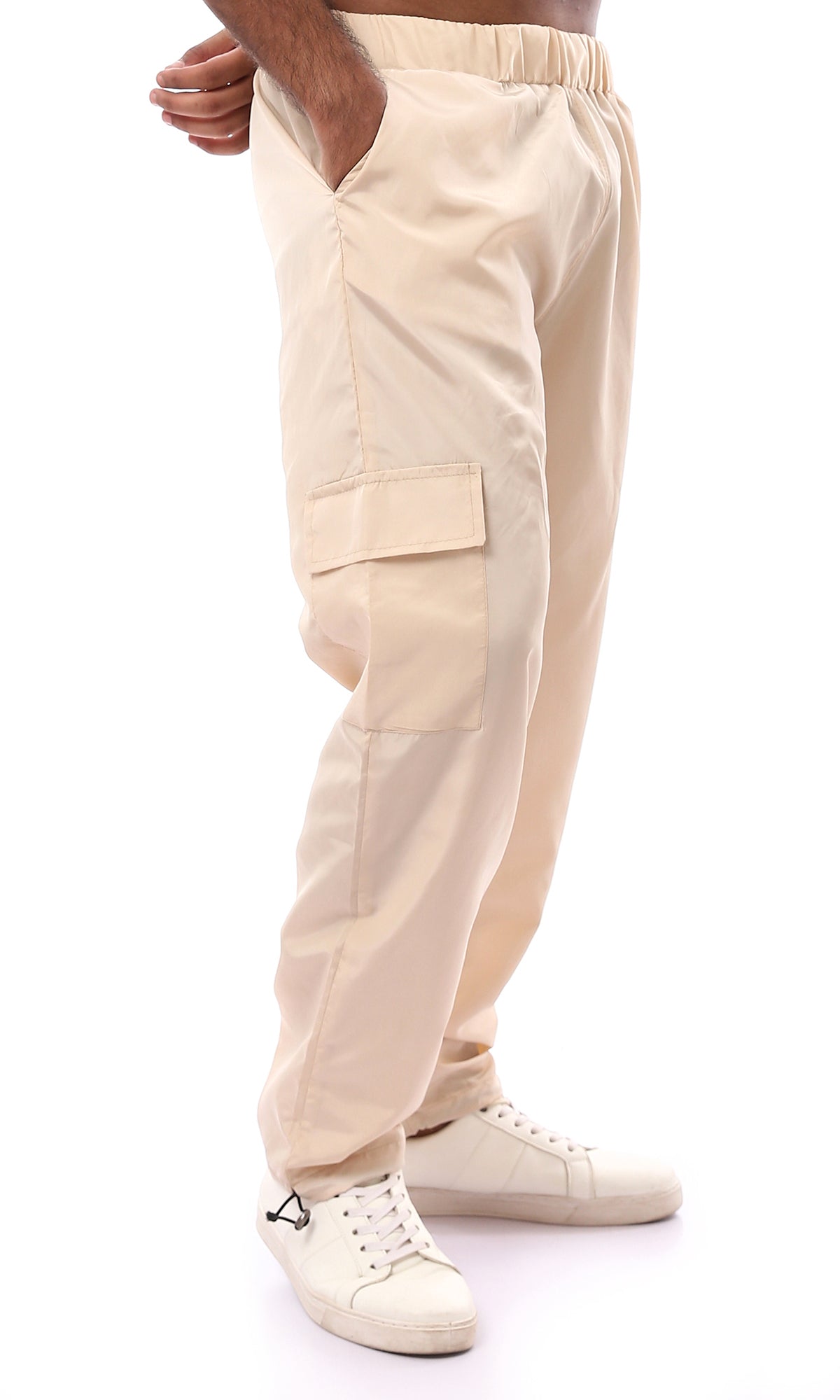 O174507 Slip On Dark Beige Waterproof Cargo Pants