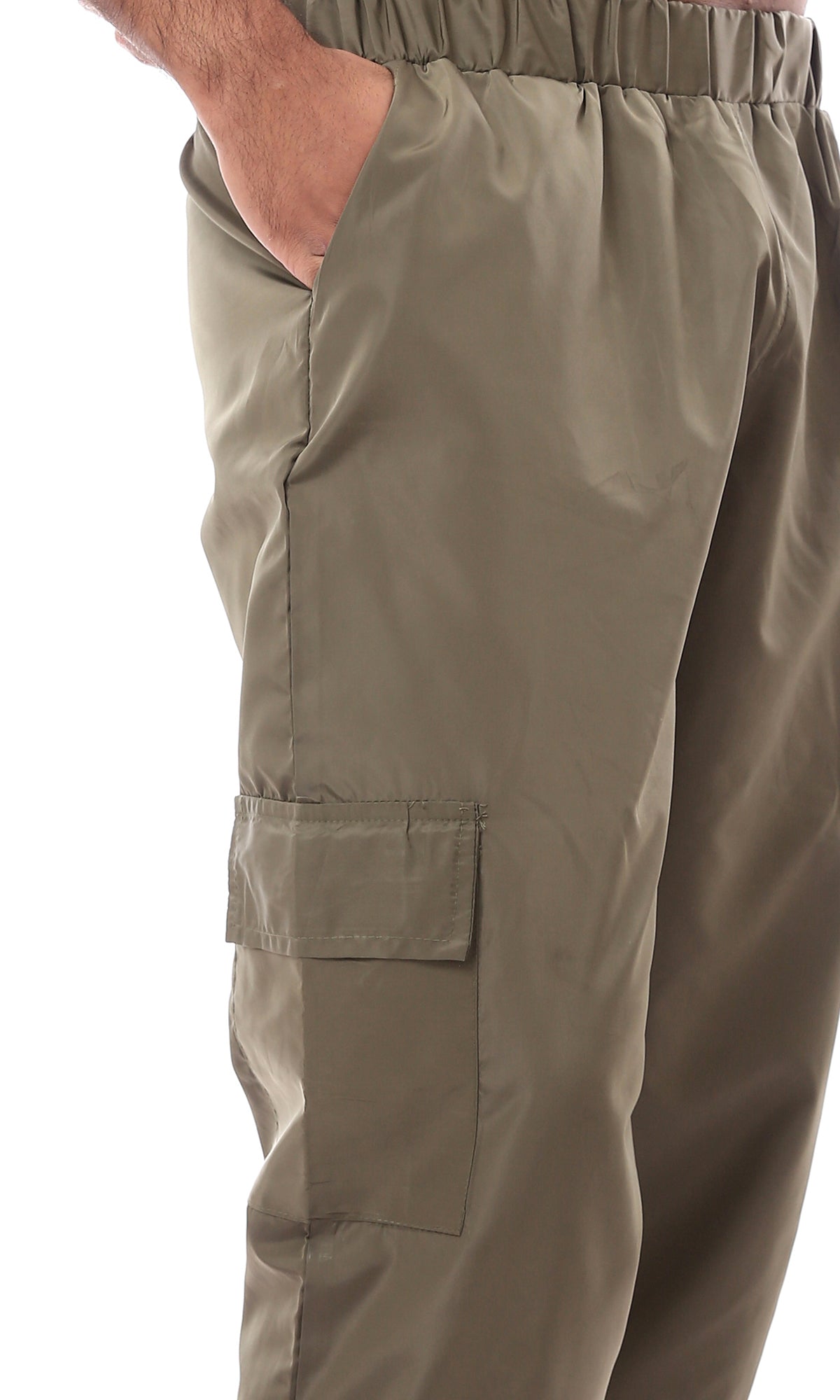 O174508 Solid Waterproof Dark Olive Cargo Pants