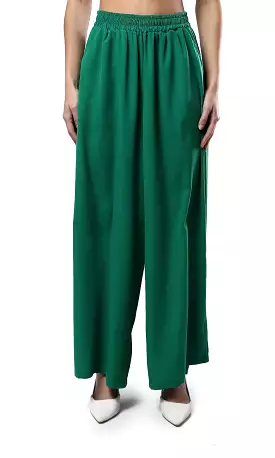 O179826 Elastic Waist Slip On Green Wide Pants