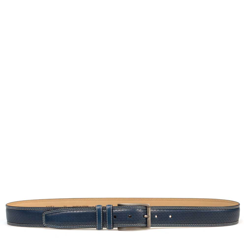 Perforated Calfskin Belt With Smooth Leather Edge