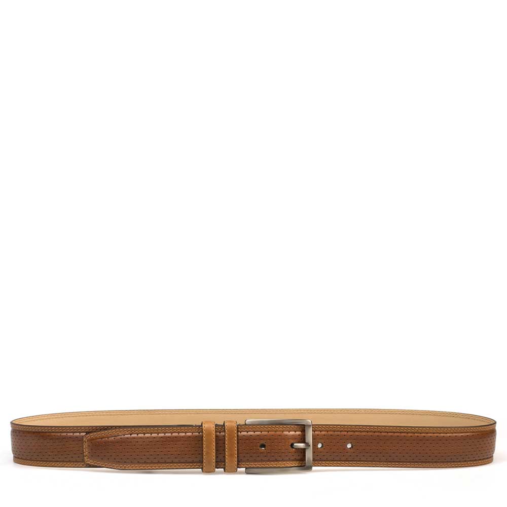 Perforated Calfskin Belt With Smooth Leather Edge