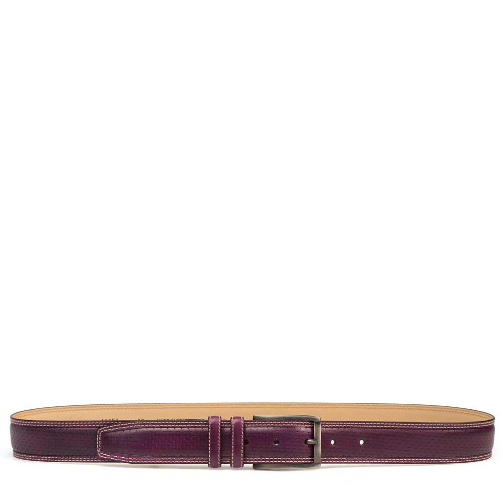 Perforated Calfskin Belt With Smooth Leather Edge