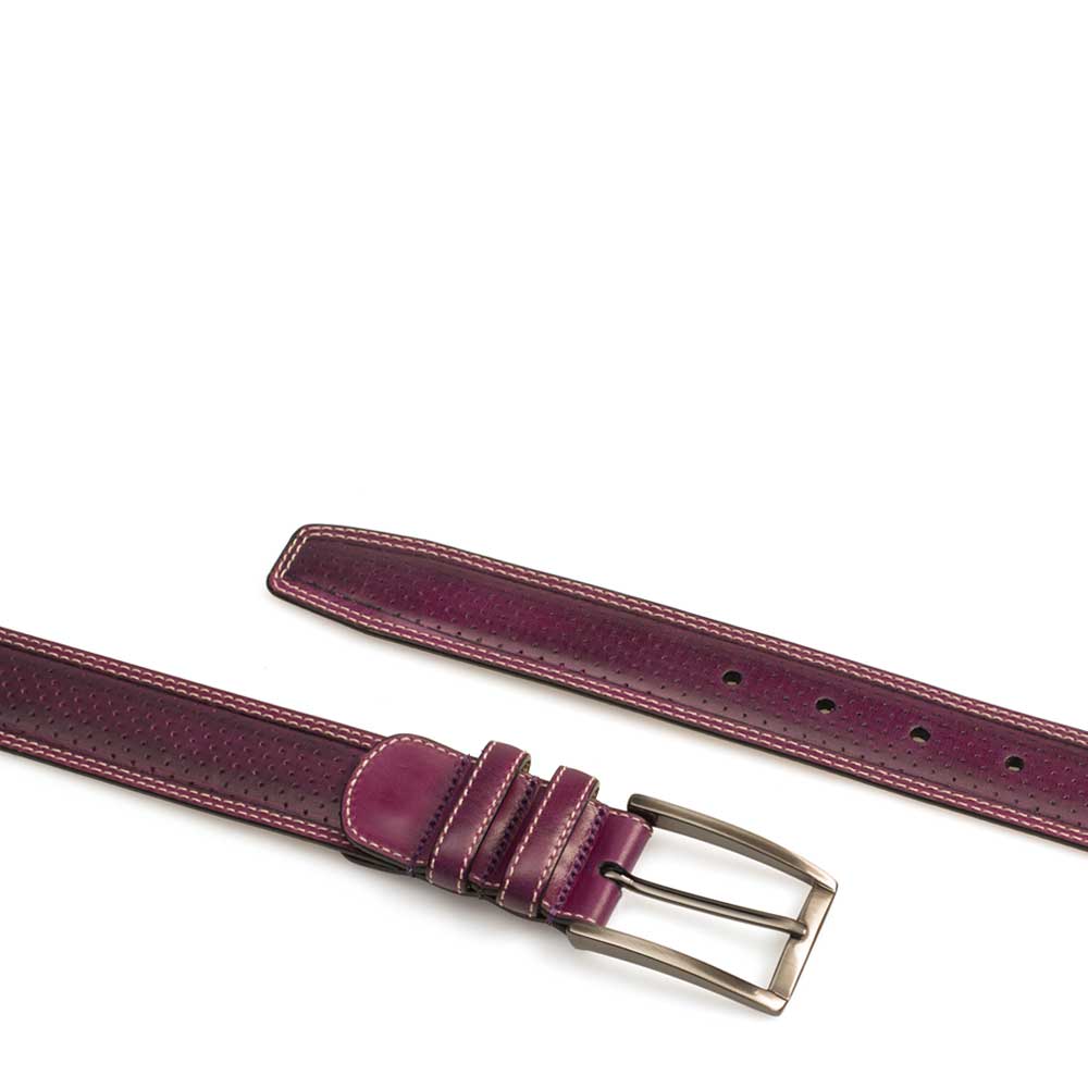 Perforated Calfskin Belt With Smooth Leather Edge