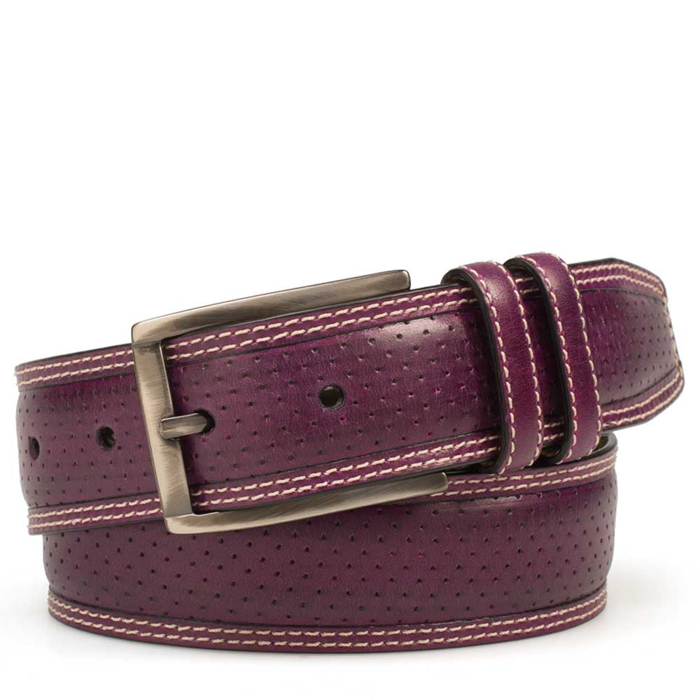 Perforated Calfskin Belt With Smooth Leather Edge