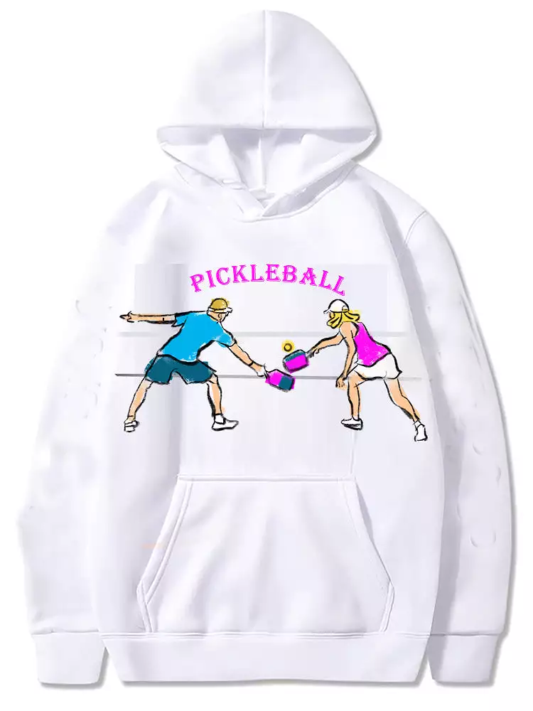 Pickleball Couple Player Graphic Hoody Sweatshirts Unisex Cold Weather Sport