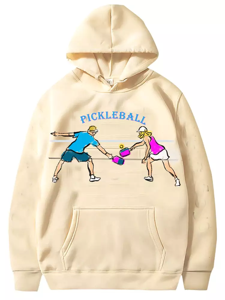 Pickleball Couple Player Graphic Hoody Sweatshirts Unisex Cold Weather Sport