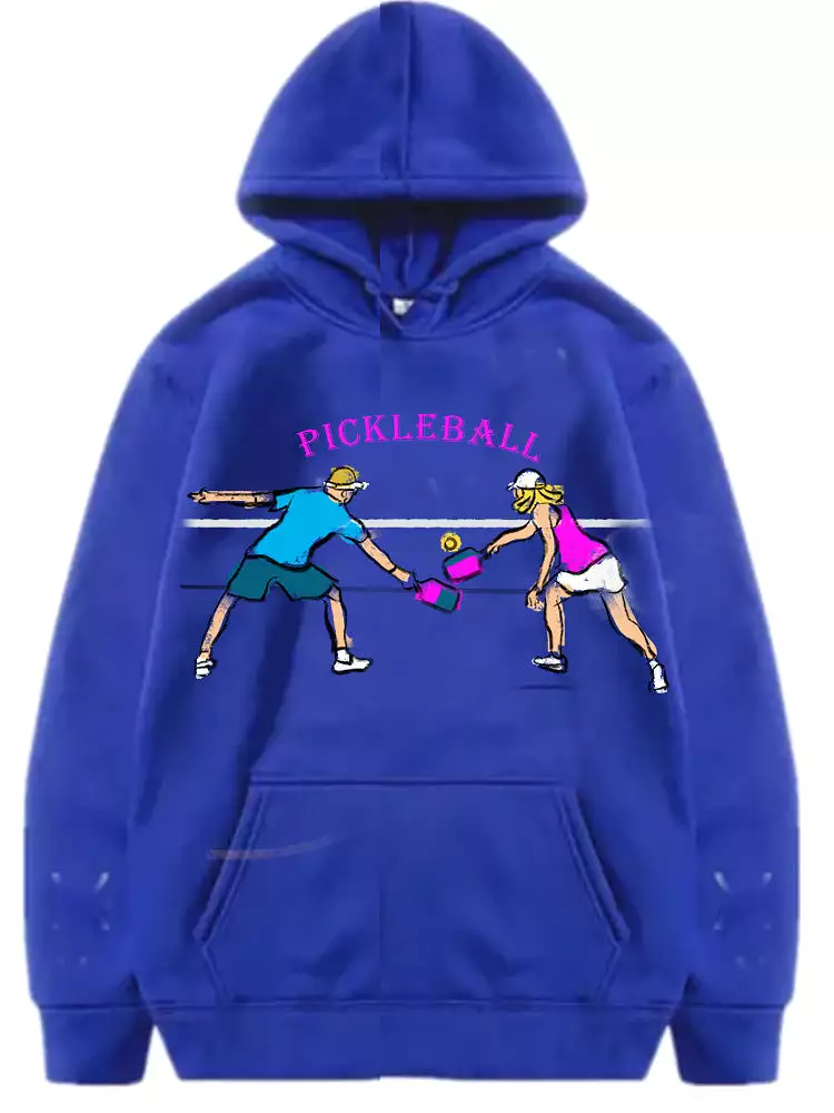 Pickleball Couple Player Graphic Hoody Sweatshirts Unisex Cold Weather Sport