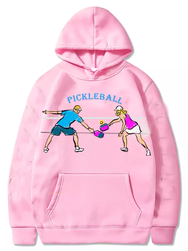 Pickleball Couple Players Graphic Hoody Sweatshirts Unisex Cold Weather Sport