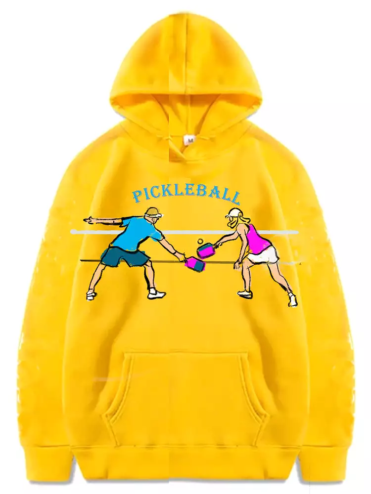 Pickleball Couple Players Graphic Hoody Sweatshirts Unisex Cold Weather Sport