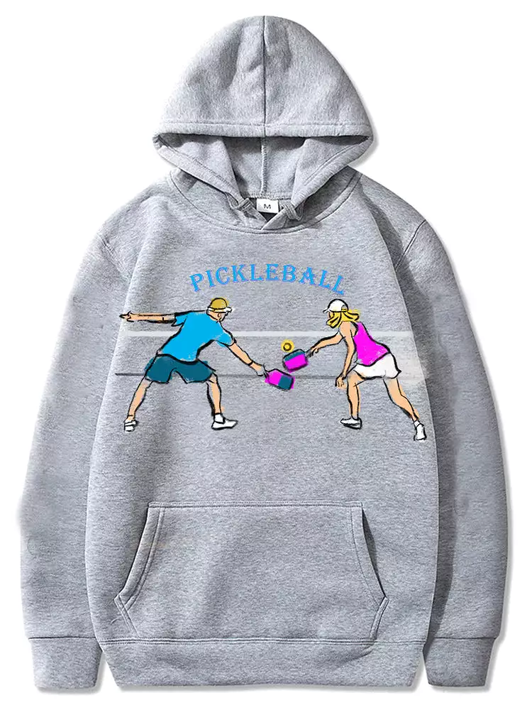 Pickleball Couple Players Graphic Hoody Sweatshirts Unisex Cold Weather Sport