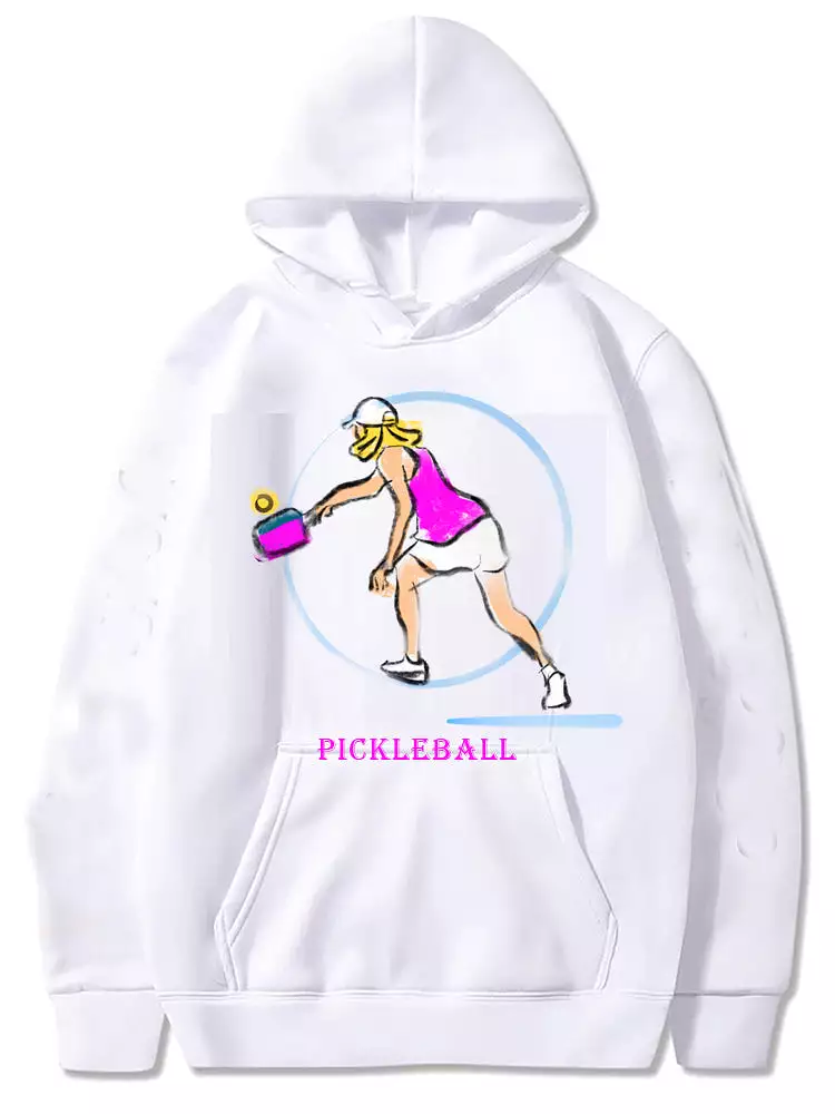 Pickleball Womens Player Graphic Hoody Sweatshirts Unisex Cold Weather Sport