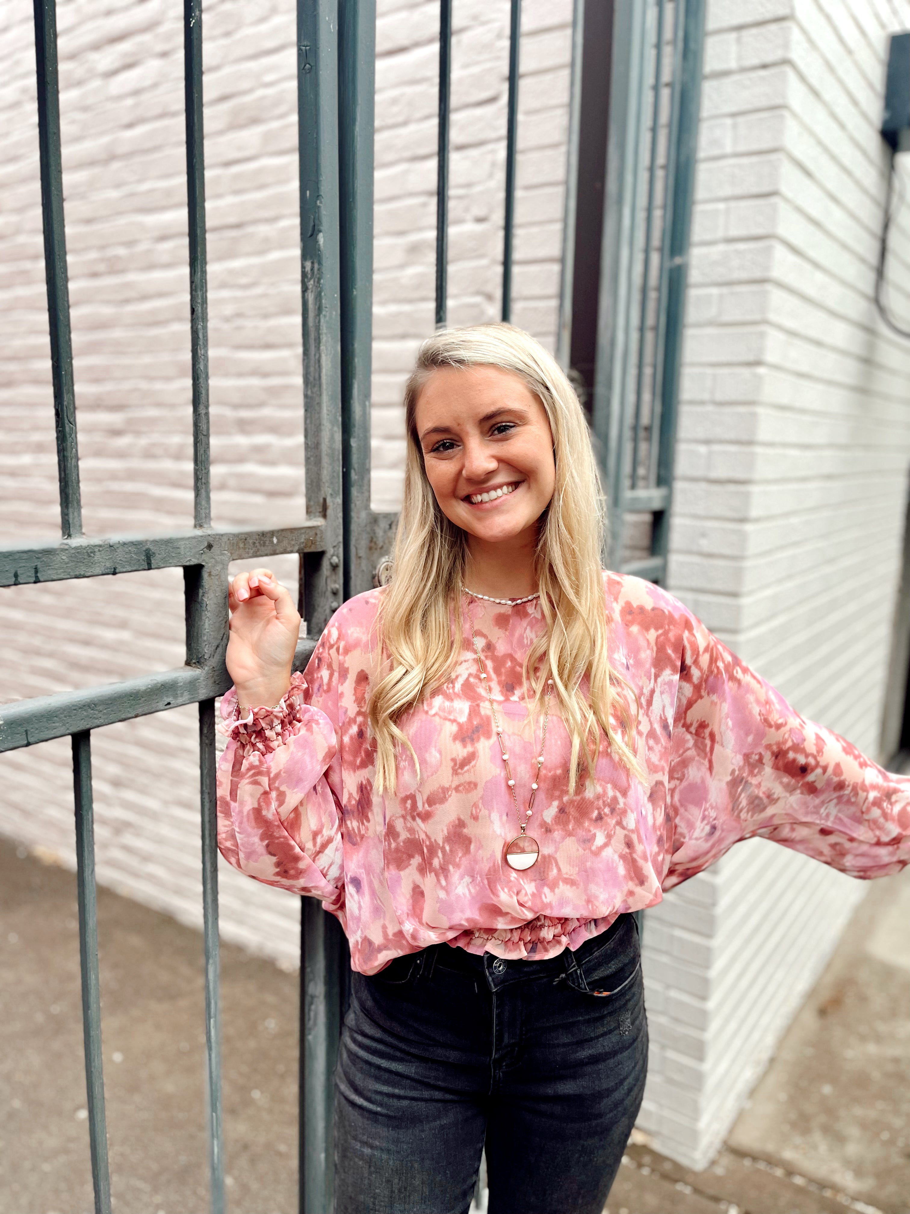 Pink Beach Watercolor Blouse