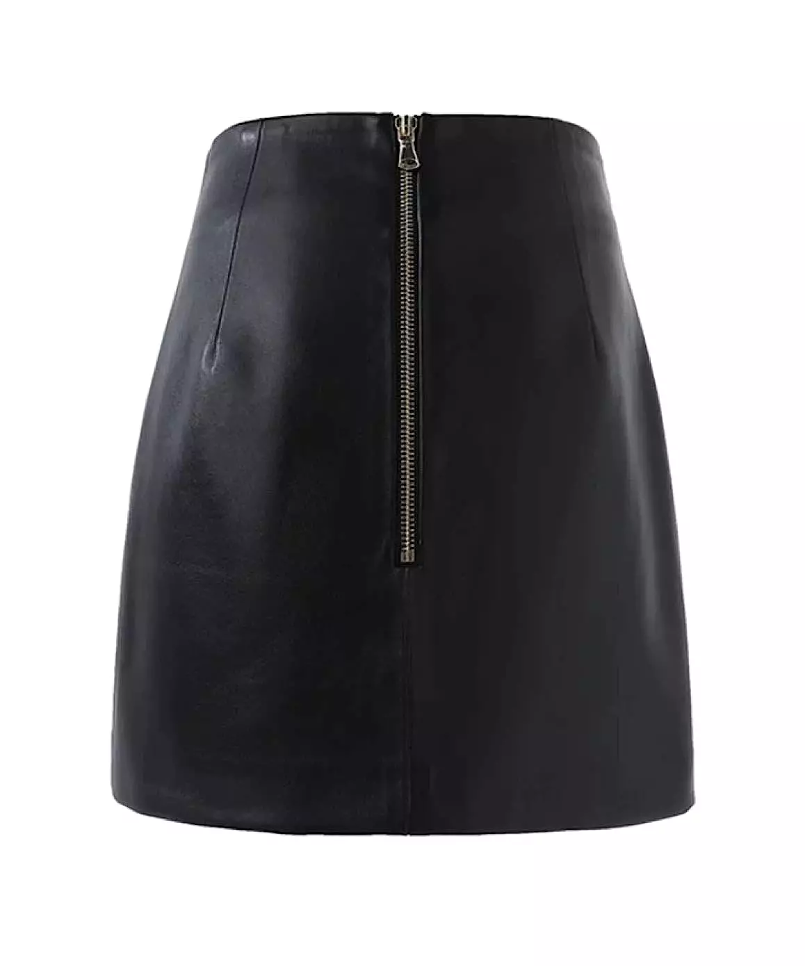 PU Leather Gold Button Mini Skirt In Black