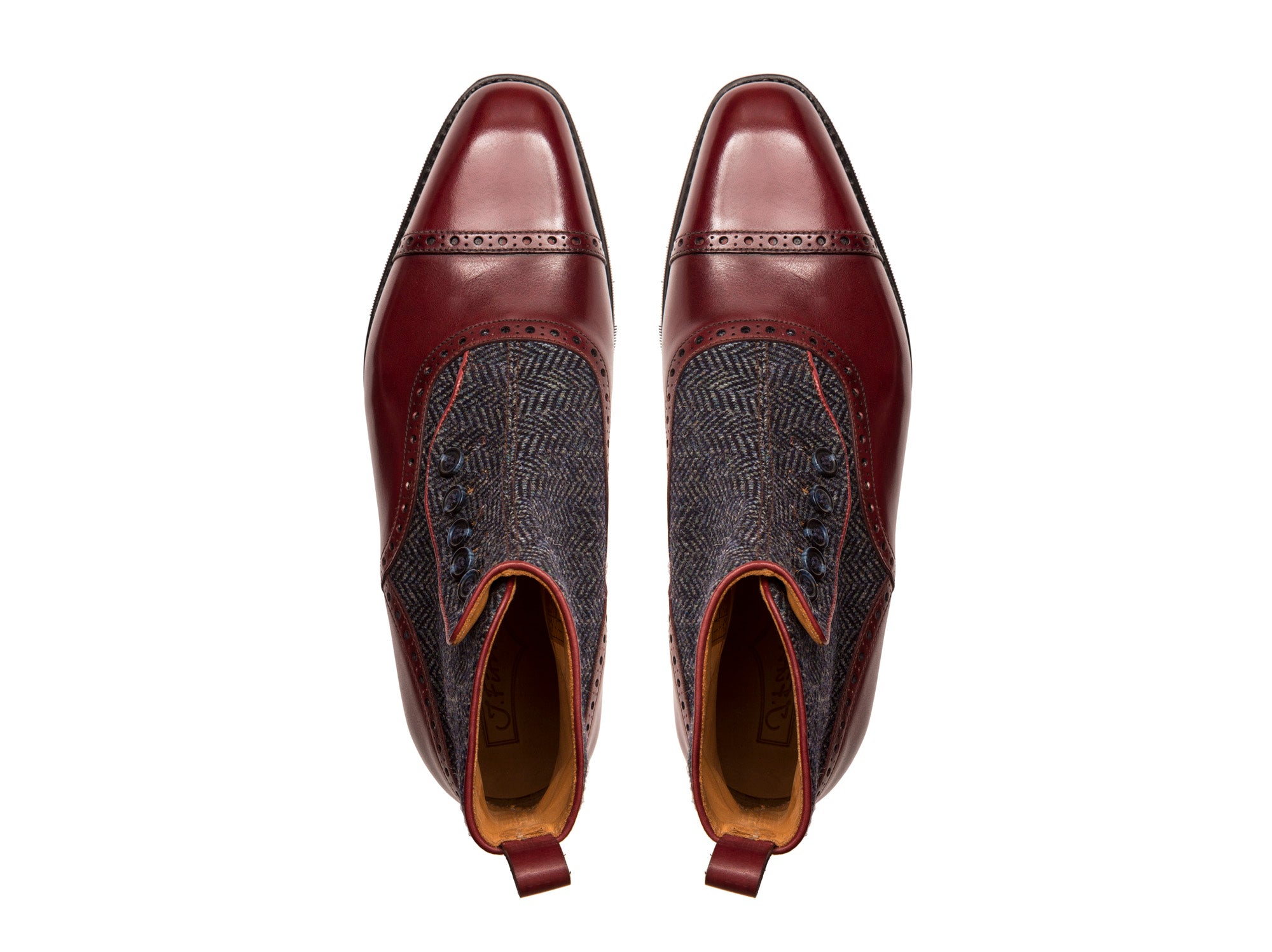 Puyallup - MTO - Burgundy Calf / Blue Tweed - LPB Last - City Rubber Sole