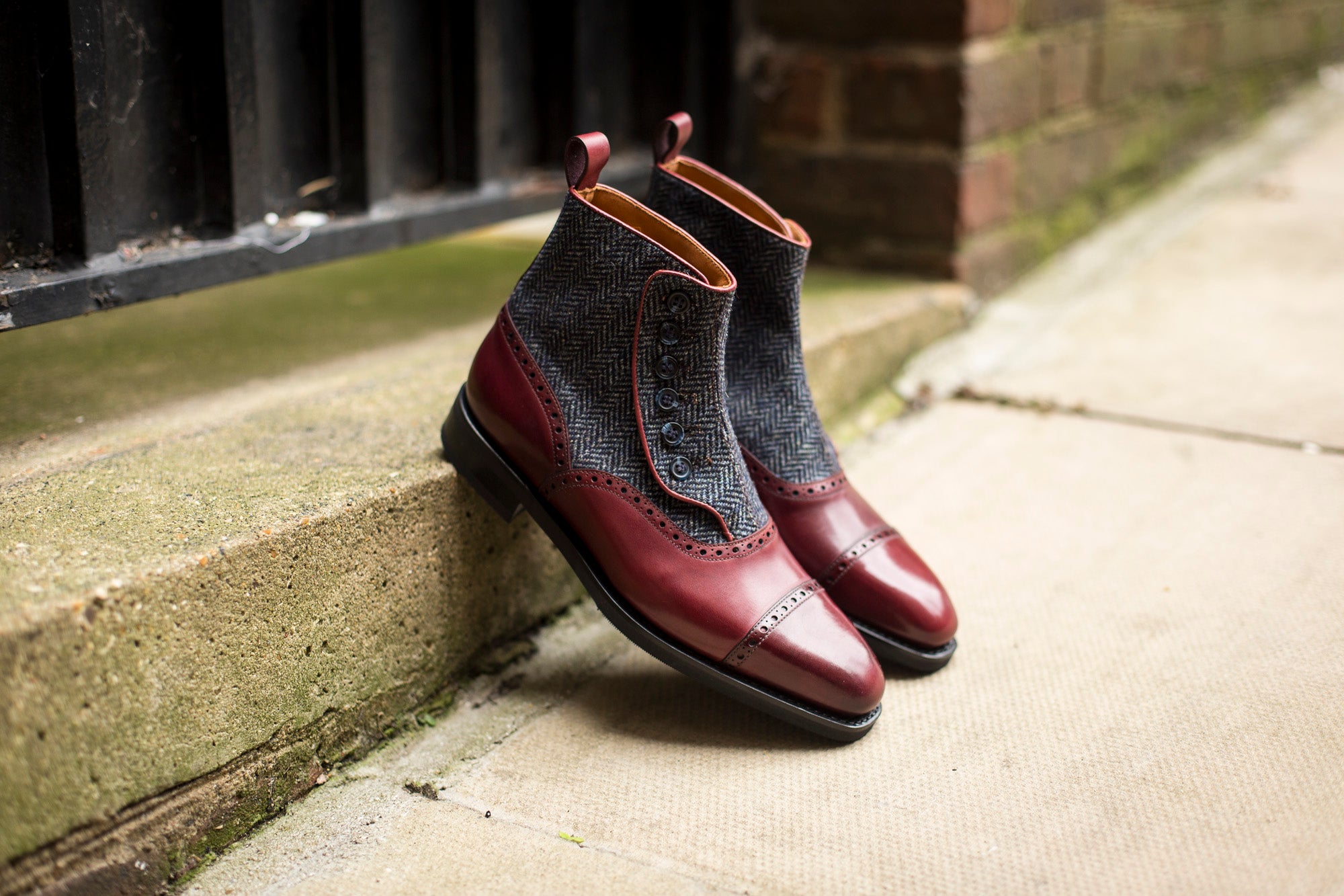 Puyallup - MTO - Burgundy Calf / Blue Tweed - LPB Last - City Rubber Sole