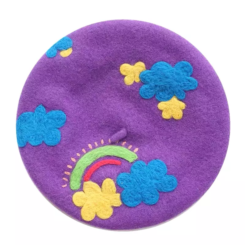 RAINBOW CLOUDS PURPLE BERET BY51100