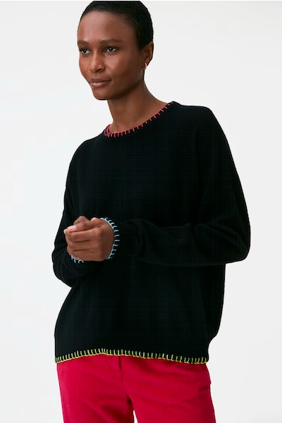 Rainbow Star stitch embroidered cashmere sweater