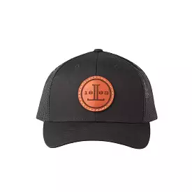 Round Leather Patch Cap :: Black