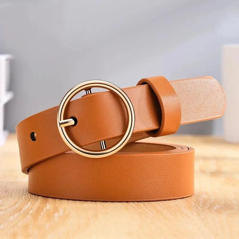 Round pin buckle leather wild