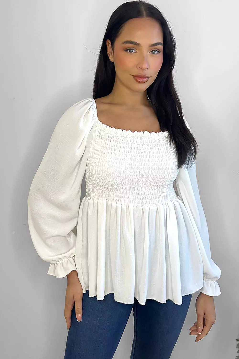 Shirred Bustier Milkmaid Top