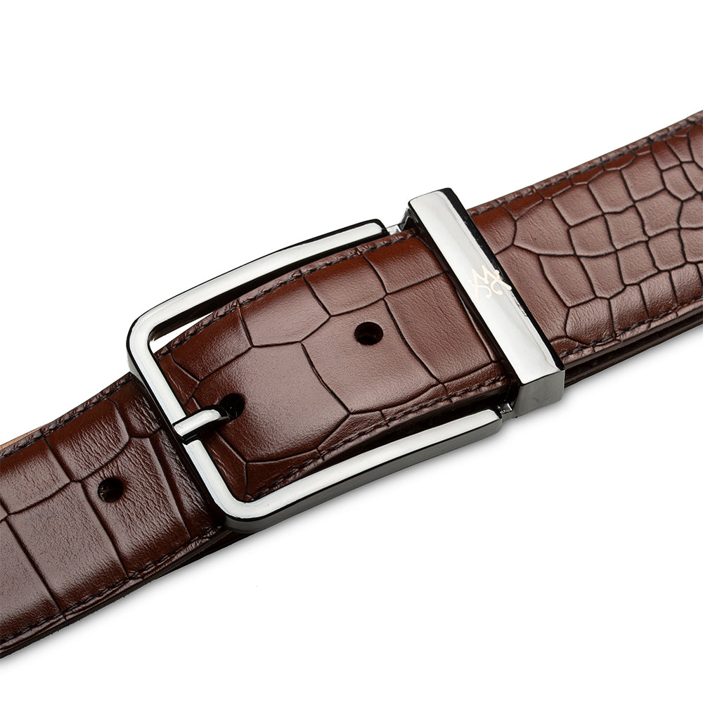 Signature Embossed-Croc Calfskin Belt